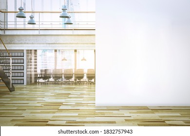 Office Headquarters Big White Wall Mural 3d Rendering