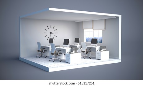 Office Interior. 3D Illustration.