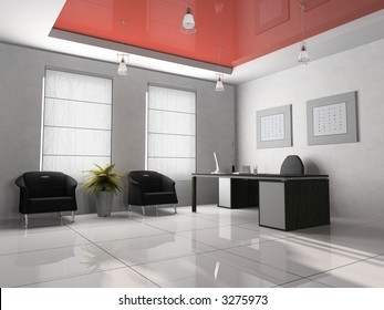 Office Interior 3D Rendering