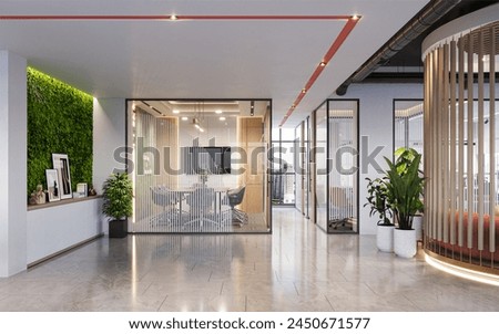 Similar – Image, Stock Photo Modern office interior with sleek furniture design