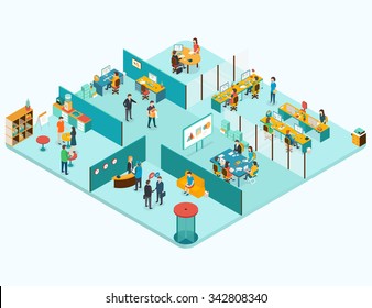 Conceptual Template Employees Sitting Cubicles Enclosed Stock Vector ...