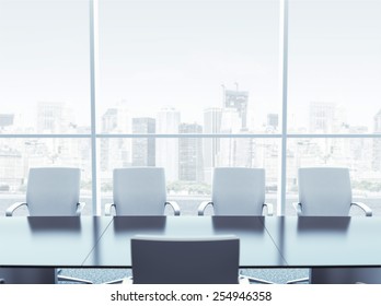 Office Interior With Table And Chairs. 3d Rendering