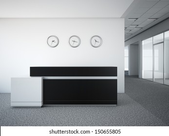 Office Lobby With A Reception Desk