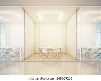 Office With Meeting Rooms. 3D Rendering