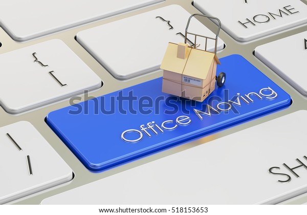 Office\
Move concept on red keyboard button, 3D\
rendering