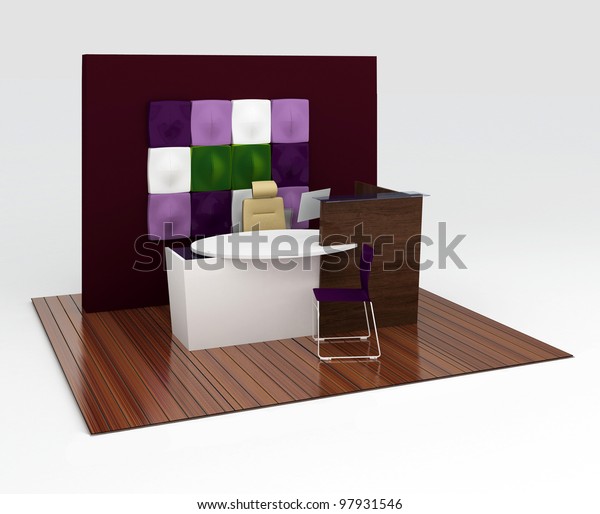 Office Reception Desk Decorative Partition Isolated Stock