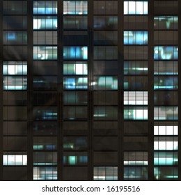 Office Skyscraper Windows During Night Time Abstract