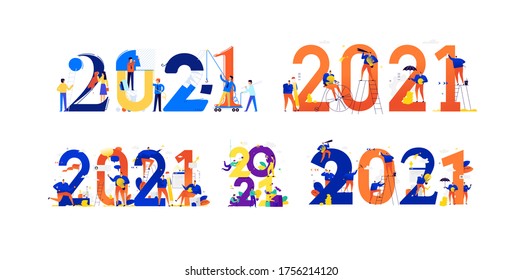 Office Staff Are Preparing To Celebrate The New Year 2021. Businessmen Communicate Among Large Numbers. New Year Is New Business Plans. Save Investment And Search For Creative Ideas.