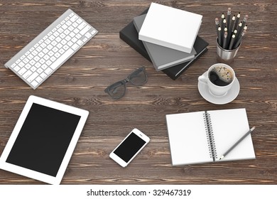 office stuff on table workplace top stock illustration royalty ofice stuff