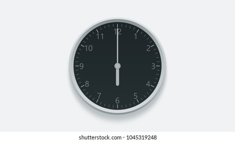 Office Wall Clock Displays 6 Oclock. 3D Rendering