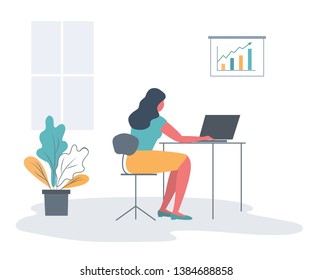 Office Worker Workplace Back View Young Stock Illustration 1384688858 ...