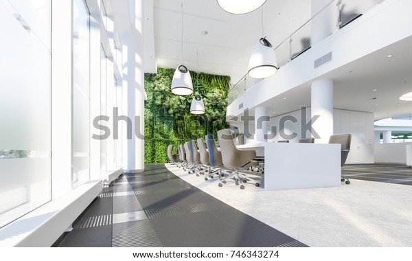 Office Workplace Green Wall Office Meeting Stockillustration