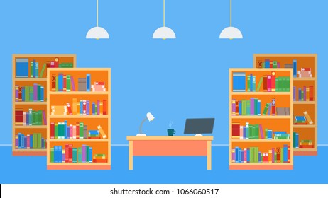 Public Library Interior Stack Book On Stock Vector (Royalty Free ...