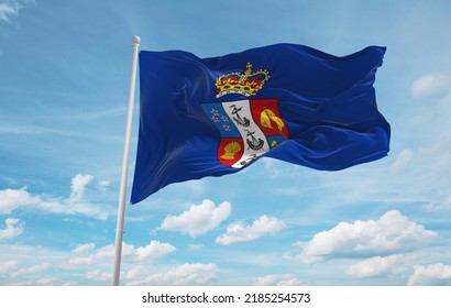 Official Flag Of Governor General New Zealand At Cloudy Sky Background On Sunset, Panoramic View. New Zealand Travel And Patriot Concept. Copy Space For Wide Banner. 3d Illustration