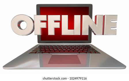 Offline Computer Laptop Disconnected from Internet Network 3d Illustration