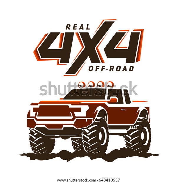 Offroad Monster Truck Pickup 4x4 Logo のイラスト素材