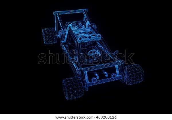 Offroad Sport Car in Hologram Wireframe\
Style. Nice 3D\
Rendering\

