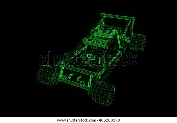 Offroad Sport Car in Hologram Wireframe
Style. Nice 3D
Rendering
