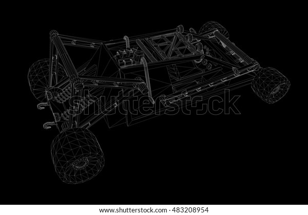 Offroad Sport Car in Hologram Wireframe\
Style. Nice 3D\
Rendering\
