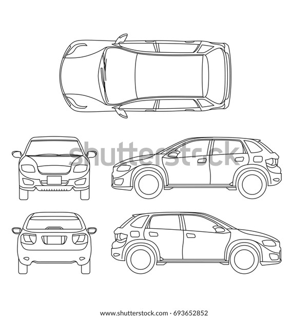 オフロードサブ自動車の輪郭車 自動車モデルsuv 自動車の設計図のイラスト のイラスト素材