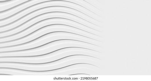 Offset White Fading Out Organic Swoosh Wave Shapes Geometrical Background Wallpaper Banner Pattern With Copy Space, 3D Illustration