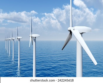 Offshore Wind Farm Computer generated 3D illustration