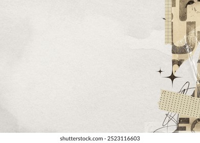 Off-white paper texture background, aesthetic collage. Ripped paper background. Torn off white paper textured background. Vintage off white ephemera style background.