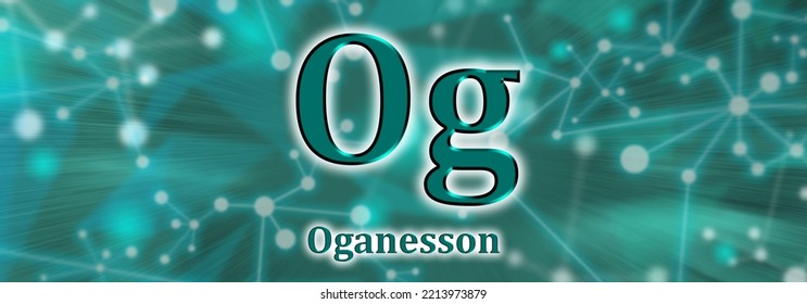 Og Symbol. Oganesson Chemical Element On Green Network Background