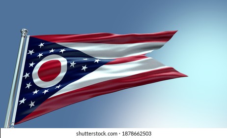 Ohio flag USA State flag  waving flag  with texture background - 3D illustration - 3D render 