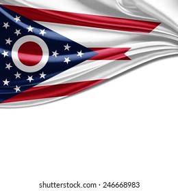 Ohio flag and white background