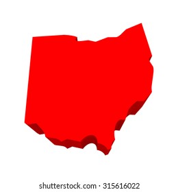 Ohio OH Red USA 3d State Map