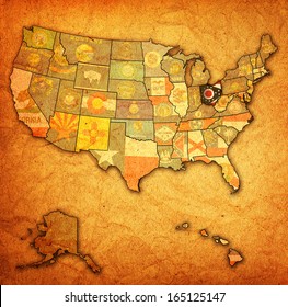 Ohio On Old Vintage Map Of Usa With State Borders