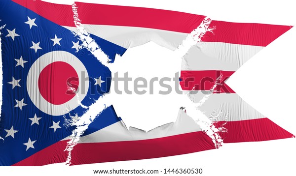 Ohio state flag with a hole, white background,
3d rendering