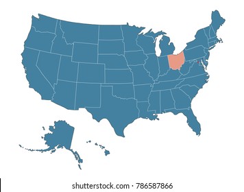 Indiana On Us Map Indiana State Map Usa Stock Illustration 786574627