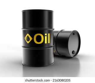 Oil Barrels Or Crude Oil Isolated On White Background 3D Render