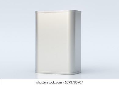 Oil can. Blank metal rectangular tin can isolated with clipping path around can on white background. Perspective view. 3d illustration