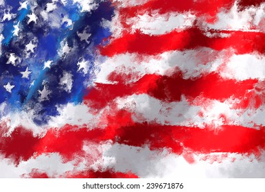 oil color america flag 