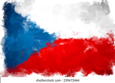oil color czech republic flag