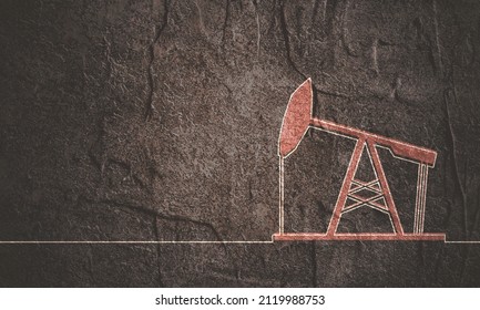 Oil Derrick Icon. Thin Line Style Banner