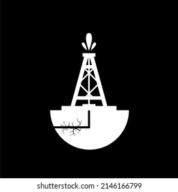 Oil drilling rig icon isolated on dark background
