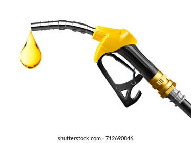 Oil Dripping From A Gasoline Pump Isolated On White Background - 3D Rendering