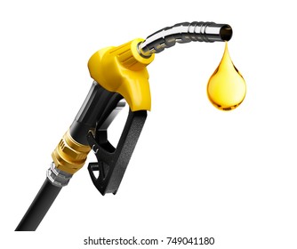 Oil Dripping From A Gasoline Pump Isolated On White Background - 3D Rendering