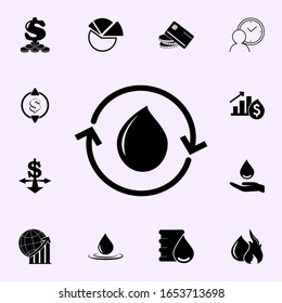 Oil Drop Sign And Arrow Icon. Profit Icons Universal Set For Web And Mobile