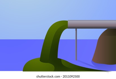 Oil Flows Out Pipe Into Sea Stock Illustration 2011092500