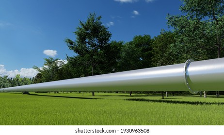 Oil And Gas Metal Pipeline Tube Industry Concept Green Landscape 3d Render