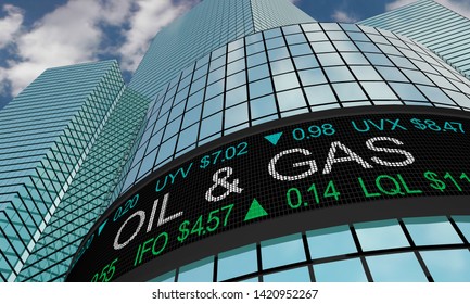 Oil And Gas Refiners Companies Stock Market Industry Sector Wall Street Buildings 3d Illustration