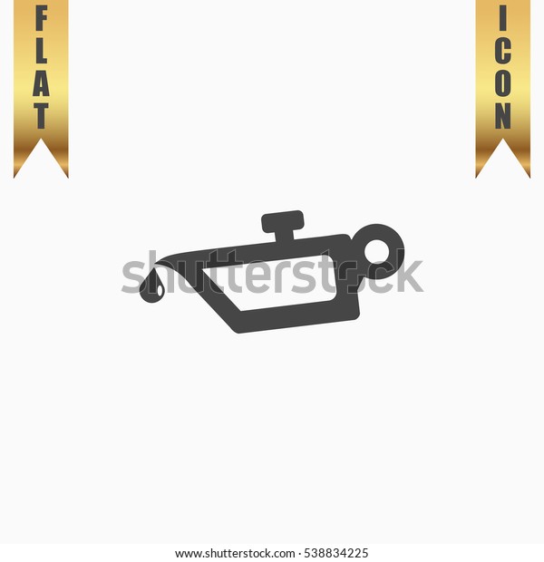 Oil Icon Illustration. Flat simple icon on light\
background with gold\
ribbons