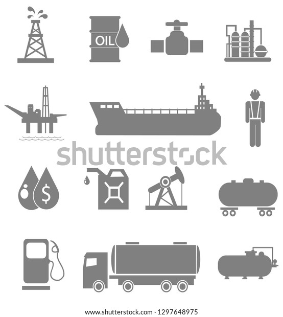 Oil Icon Set Stock Illustration 1297648975