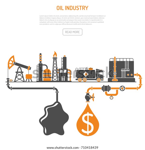 Oil industry Concept with Two Color Flat\
Icons extraction production refinery and transportation oil and\
petrol. isolated\
illustration