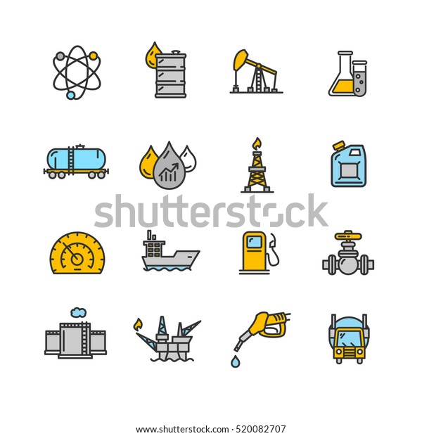 Oil Industry Outline Icon Color Set Pixel\
Perfect Art. Material Design.\
illustration